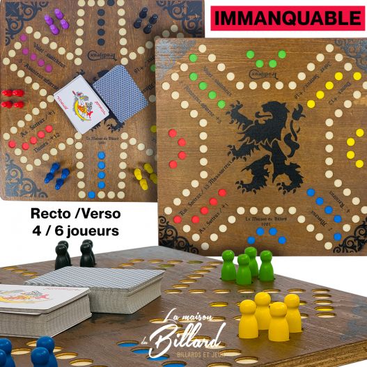Plateau Tock bois double face avec mention recto/verso pour 4 à 6 joueurs.
