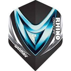 Flight de fléchette Winmau Rhino Diamond bleu avec effet métallisé, logo diamant et mention 'Long Life'.