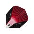 Flight de fléchette Harrows Prime avec motif rouge en forme d’étoile rayonnante sur fond noir texturé.