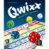 Illustration de la couverture du jeu Qwixx avec dés colorés et grilles de score.
