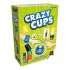 Boîte du jeu Crazy Cups avec des illustrations colorées de gobelets empilés et une sonnette au centre.