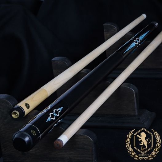 Queue de billard pool 2 pièces, finition noire billant et bleue, procédé en 13 mm, 19 oz