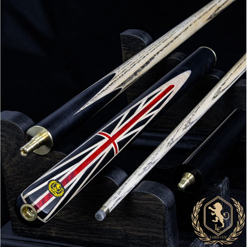Queue de billard anglaise avec drapeau entièrement incrusté en bois, fabrication artisanal
