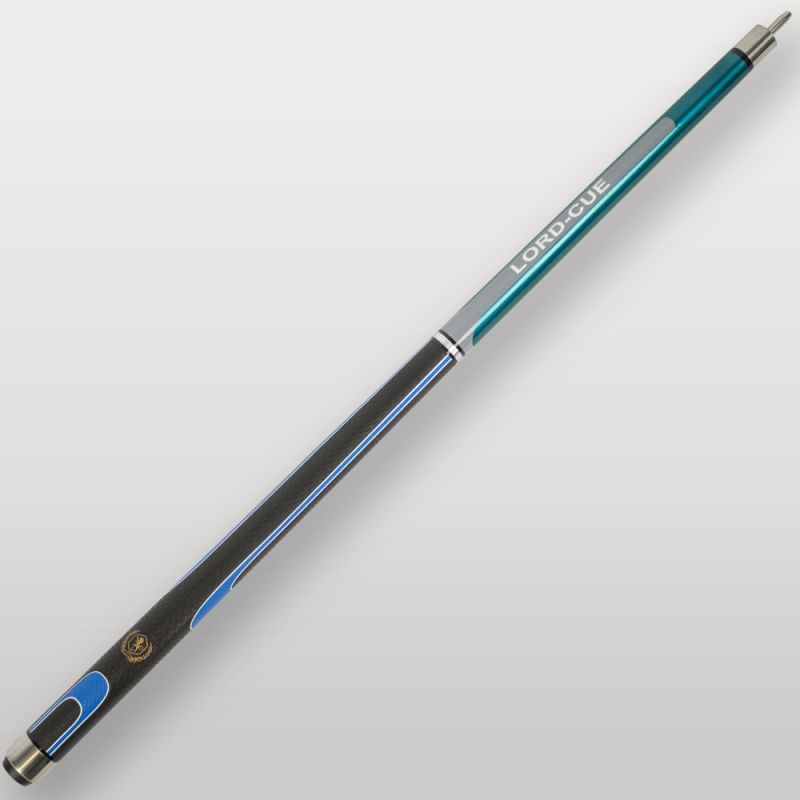 Partie basse de la queue de billard Lord-Cue Xtrem Shot Bleue avec design bleu et argent