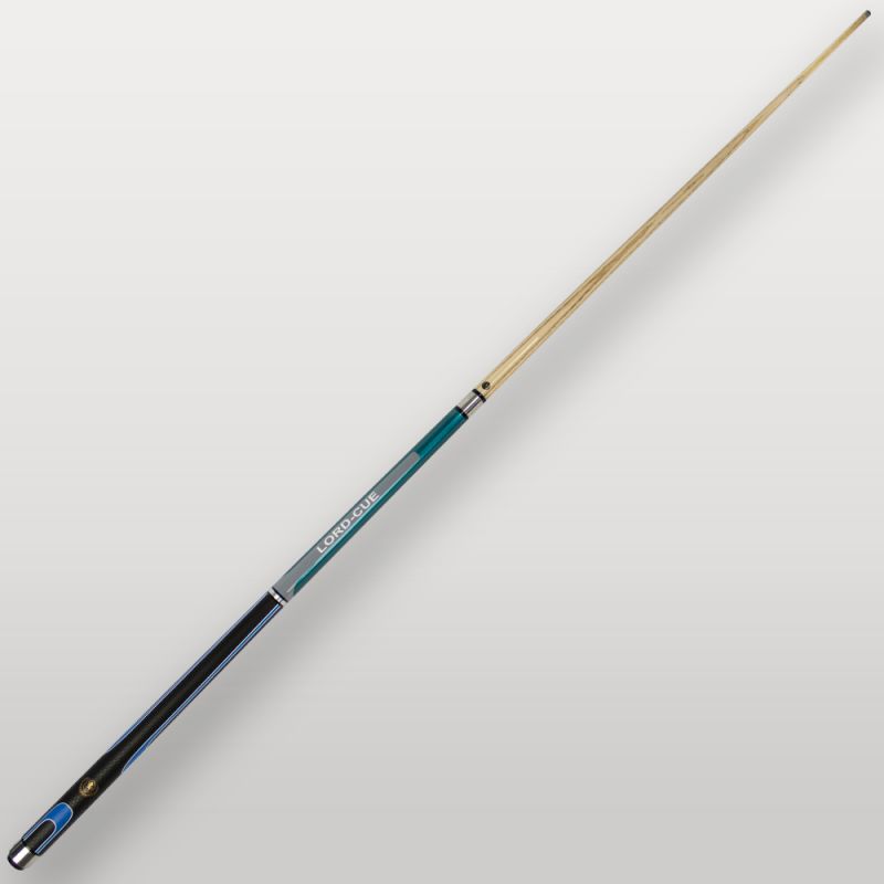 Queue de billard Lord-Cue Xtrem Shot Bleue vue complète sur fond clair