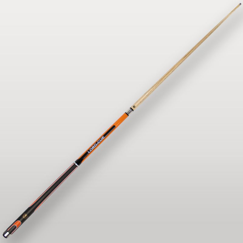 Queue de billard Lord-Cue Xtrem Shot Orange vue complète sur fond clair