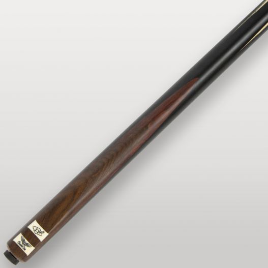 Détail du fût de la queue de billard LP Legacy en bois foncé et noir brillant.