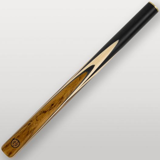 Détail du fût de la queue de billard Lord Cue Zebrano, finition bois zebrano et noir mat.