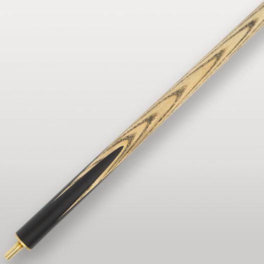 Détail de la flèche de la queue de billard Lord Cue Blackwood, finition bois clair et raccord doré.