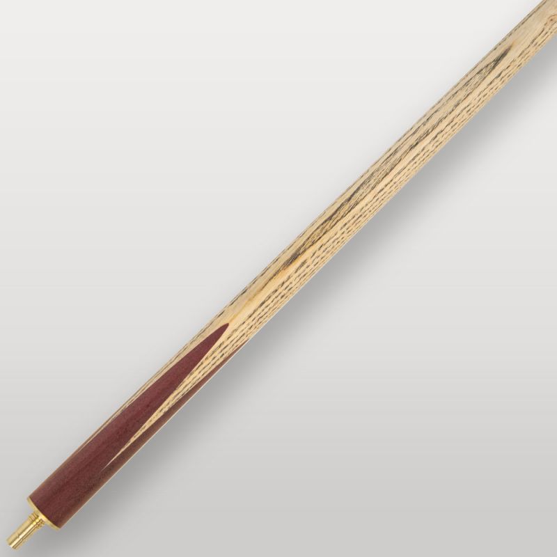 Détail de la flèche de la queue de billard Lord Cue Falcon Wine, bois clair veiné avec insert rouge.