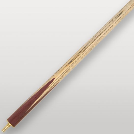 Détail de la flèche de la queue de billard Lord Cue Falcon Wine, bois clair veiné avec insert rouge.