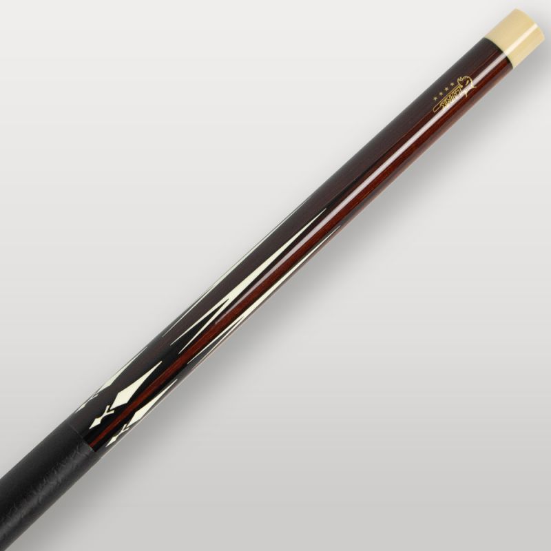 Détail des épissures rouges et blanches du fût de la queue Lynx Pro 105, finition brillante.