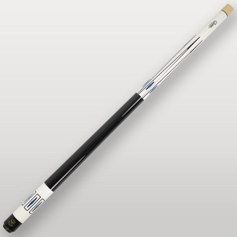 Fût complet de la queue de billard Lynx Pro 120, finition blanche et inserts bleus métallisés.