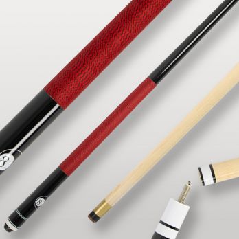 Image de couverture de la queue de billard Ramin 2 pièces rouge, modèle élégant pour joueurs polyvalents.