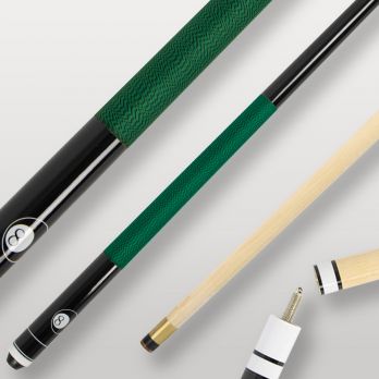 Image de couverture de la queue de billard Ramin 2 pièces verte, modèle élégant pour joueurs débutants et confirmés.