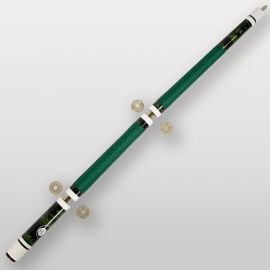 Fût complet de la queue de billard 4 parties verte, design noir et verte avec bagues décoratives.