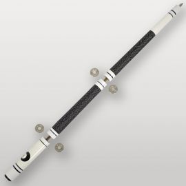 Fût complet de la queue de billard 4 parties blanche, design noir et blanche avec bagues décoratives.