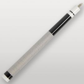 Système de vissage métallique de la queue de billard 4 parties noir, pour un montage rapide et solide.