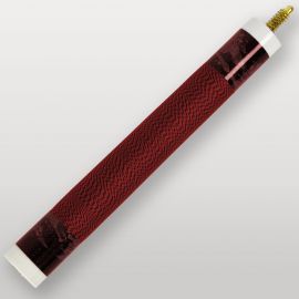 Zoom sur la poignée rouge antidérapante de la queue de billard 4 parties, confort et précision.