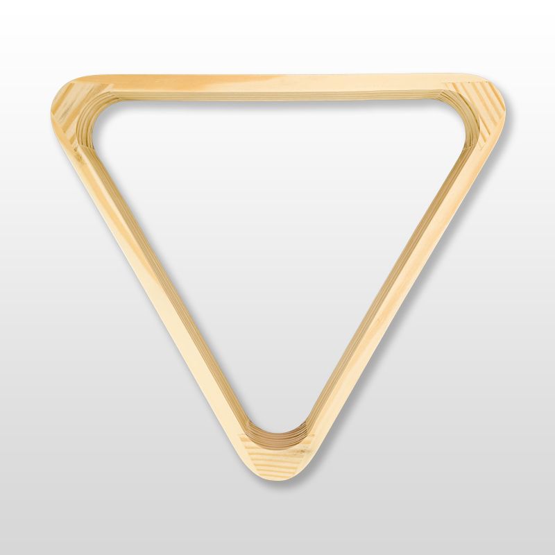 Un triangle en bois pour placer des billes de diamètre 50,8 mm.
