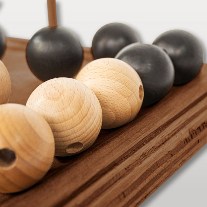 Détails des billes en bois du morpion 3D