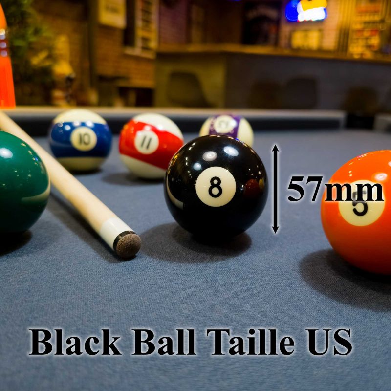 Boule de billard noir numéro 8 américaine, 57mm