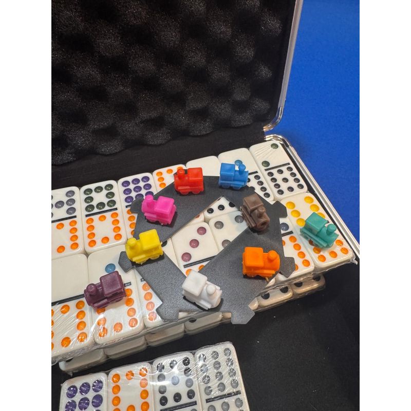 Grands dominos en bois avec plumier en bois pour les ranger
