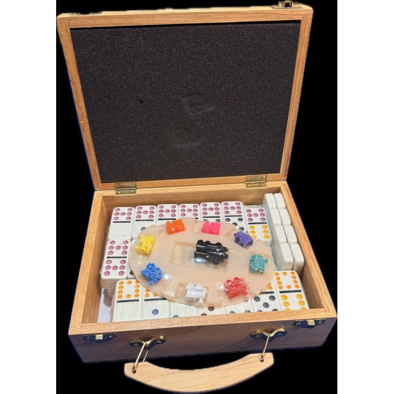 Domino Train Mexicain Double 12 Coffret Bois - Jeu Familial