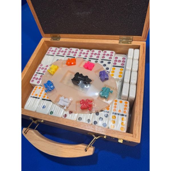 Domino Train Mexicain Double 12 – Coffret Bois – 91 Dominos-3