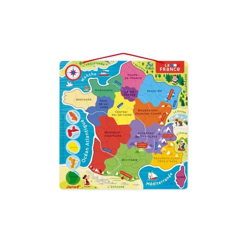 Puzzle carte de France enfant - magnétique en bois