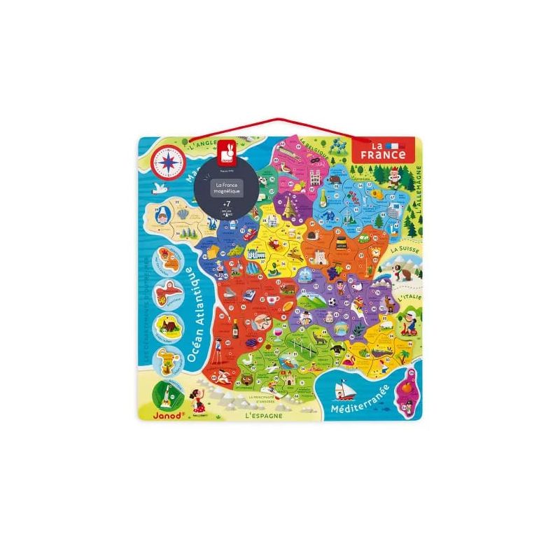 Puzzle carte de France enfant - magnétique en bois