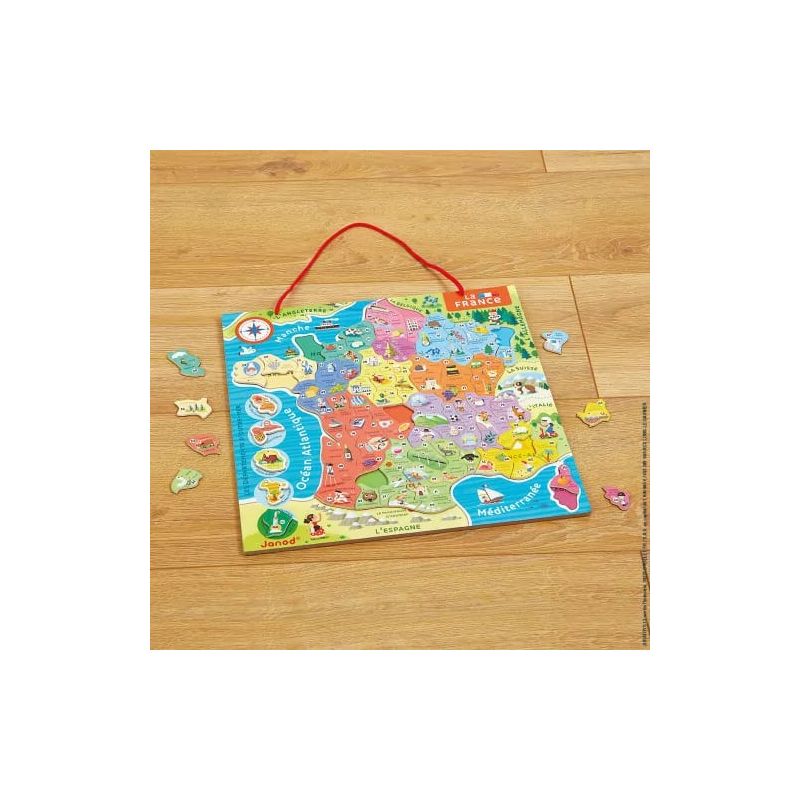 Puzzle carte de France enfant - magnétique en bois
