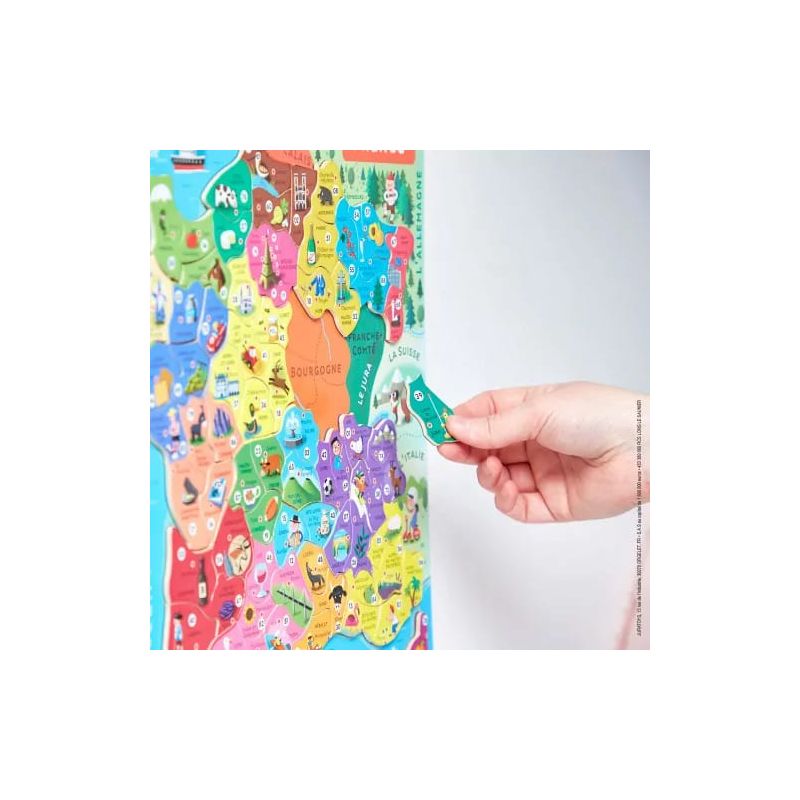 Puzzle carte de France enfant - magnétique en bois