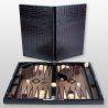 Backgammon en bois — tablier marqueterie, effet croco