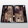 Backgammon en bois — tablier marqueterie, effet croco