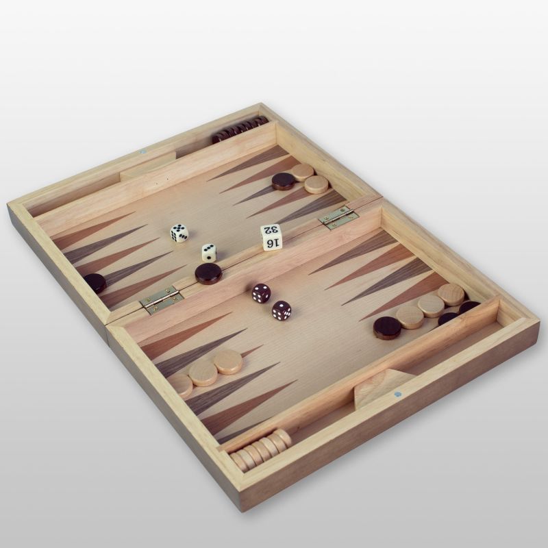 Coffret échecs, dames, backgammon voyage - bois massif