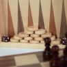 Coffret échecs, dames, backgammon voyage - bois massif
