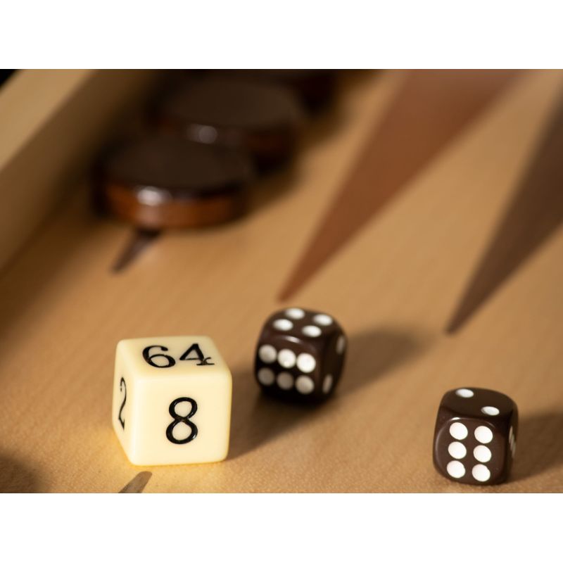 Backgammon en marqueterie de bois — coffret pliable
