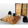 Coffret échecs dames et backgammon en marqueterie