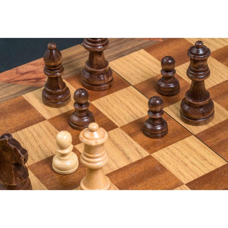 Coffret échecs dames et backgammon en marqueterie