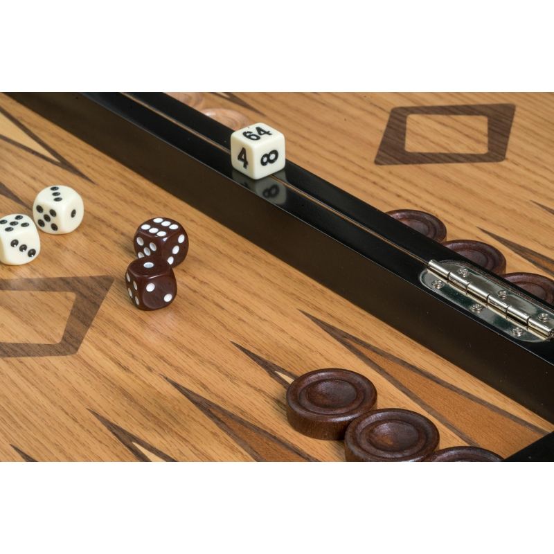 Coffret échecs dames et backgammon en marqueterie
