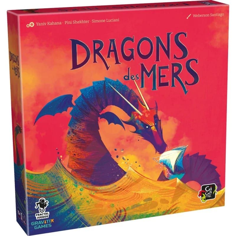 Illustration de la boîte : un dragon menace un voilier sur une mer agitée.