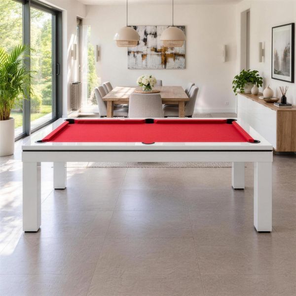 Billard blanc convertible en table Novea, blanc brillant-2