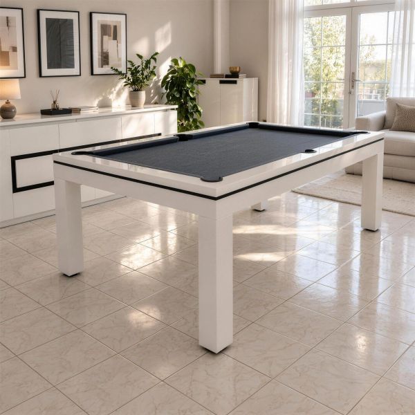 Billard blanc convertible en table Novea, blanc brillant-4