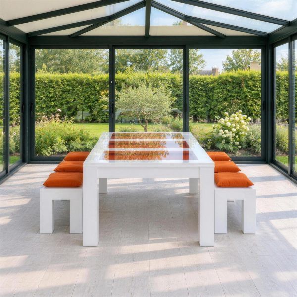Billard blanc convertible en table Novea, blanc brillant-3