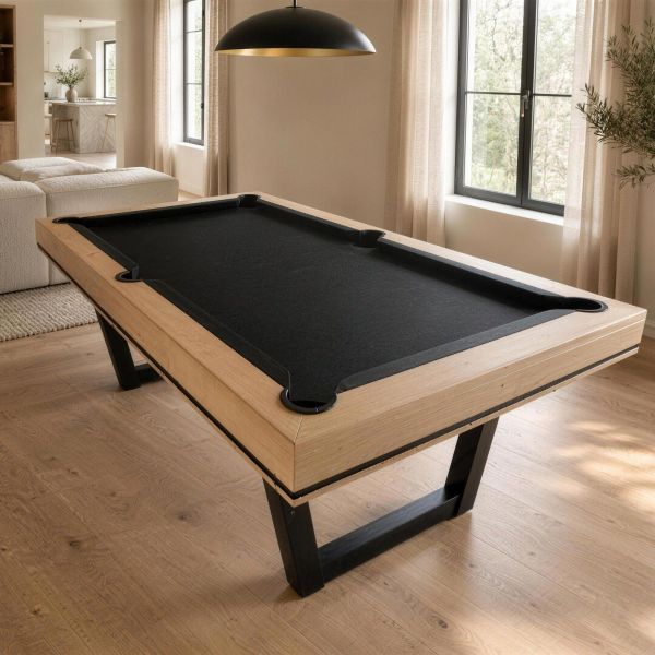 Billard table convertible Harmony V, piétement en V inox et bois massif-2