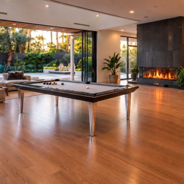 Billard table design Quartz, cadre biseauté et pieds chromés-2