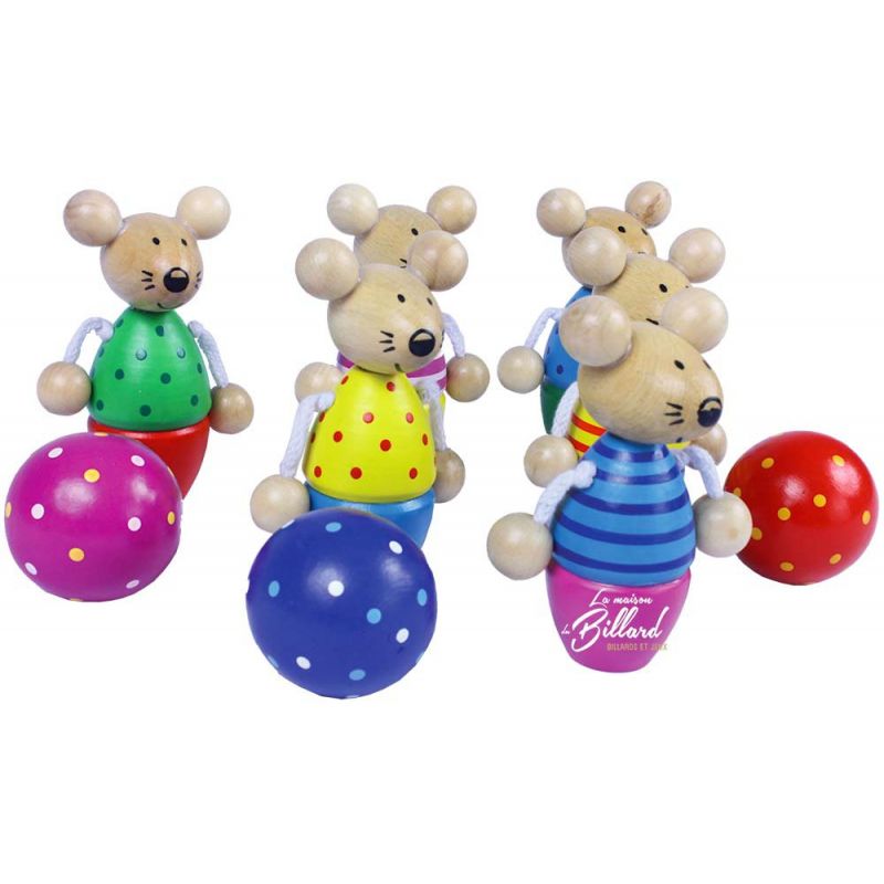 Quilles souris en bois - jouet en bois pour enfants