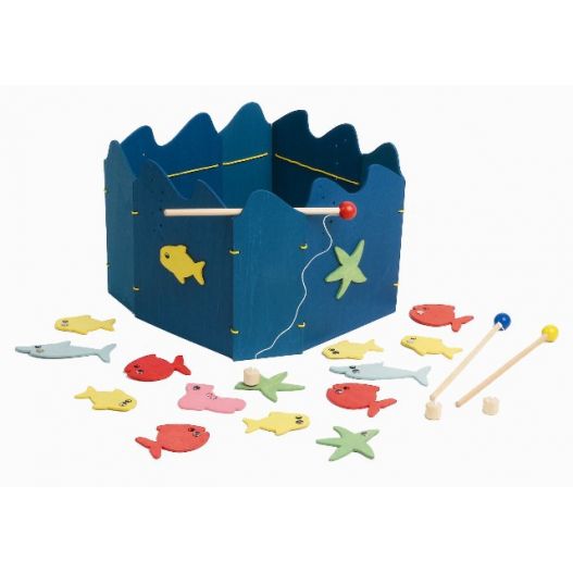 Jeu de pêche magnétique en bois. Un jouet pour apprendre en s'amusant