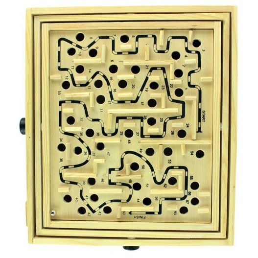 16 x 16 cm TANSTAN 1 jeu de labyrinthe en bois jouet éducatif pour adultes garçons et filles avec deux billes en acier